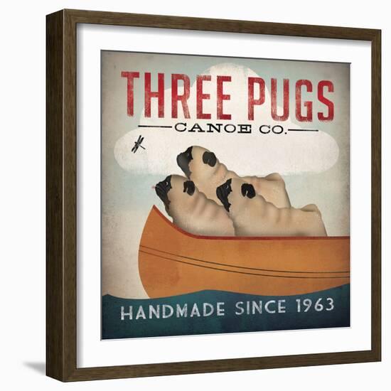 Three Pugs in a Canoe v2-Ryan Fowler-Framed Art Print