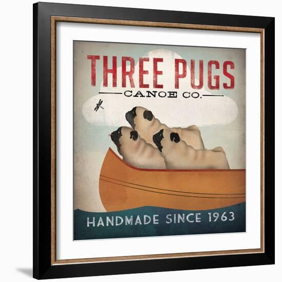 Three Pugs in a Canoe v2-Ryan Fowler-Framed Art Print