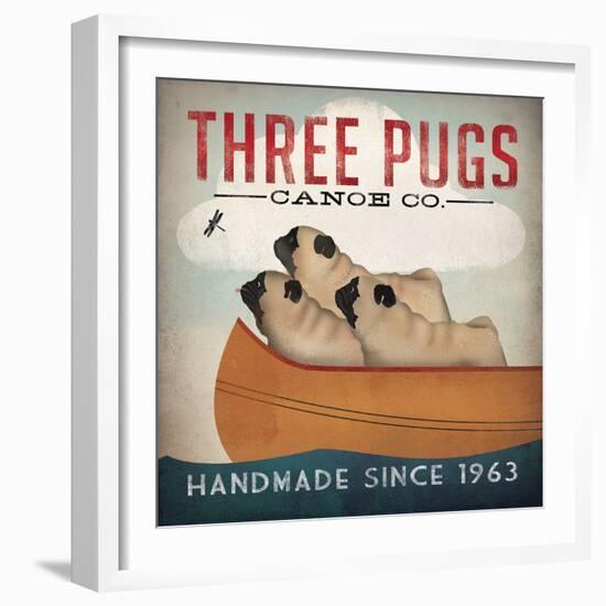 Three Pugs in a Canoe v2-Ryan Fowler-Framed Art Print