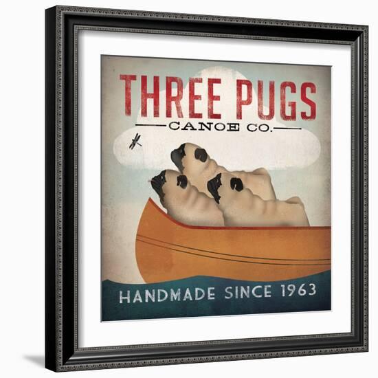 Three Pugs in a Canoe v2-Ryan Fowler-Framed Art Print
