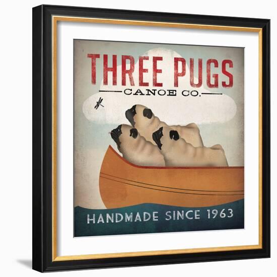 Three Pugs in a Canoe v2-Ryan Fowler-Framed Art Print