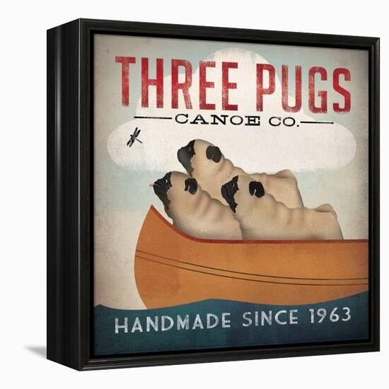 Three Pugs in a Canoe v2-Ryan Fowler-Framed Stretched Canvas
