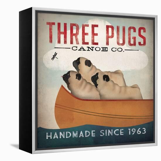 Three Pugs in a Canoe v2-Ryan Fowler-Framed Stretched Canvas