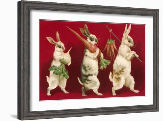 Three Rabbits Carrying Vegetables-null-Framed Art Print