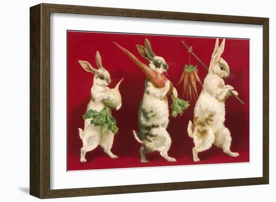 Three Rabbits Carrying Vegetables-null-Framed Art Print