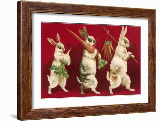 Three Rabbits Carrying Vegetables-null-Framed Art Print