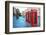 Three Red Booths on a Row in the Street on Edinburgh, Scotland, Uk.-pink candy-Framed Photographic Print