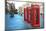 Three Red Booths on a Row in the Street on Edinburgh, Scotland, Uk.-pink candy-Mounted Photographic Print