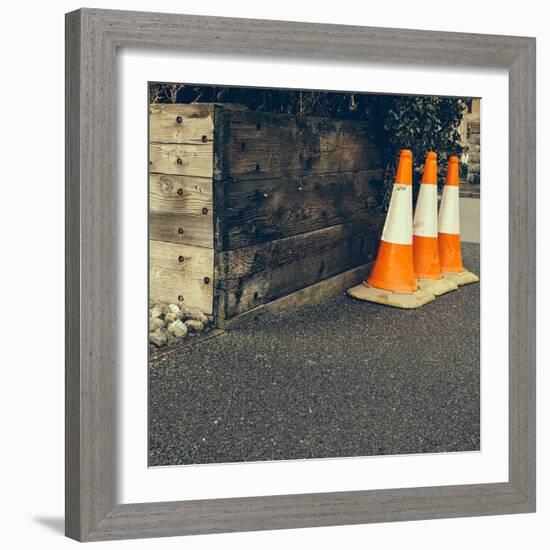Three Road Cones-Clive Nolan-Framed Photographic Print