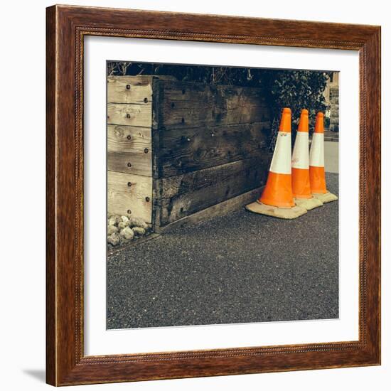 Three Road Cones-Clive Nolan-Framed Photographic Print