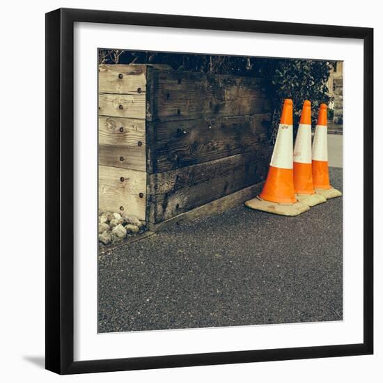 Three Road Cones-Clive Nolan-Framed Photographic Print