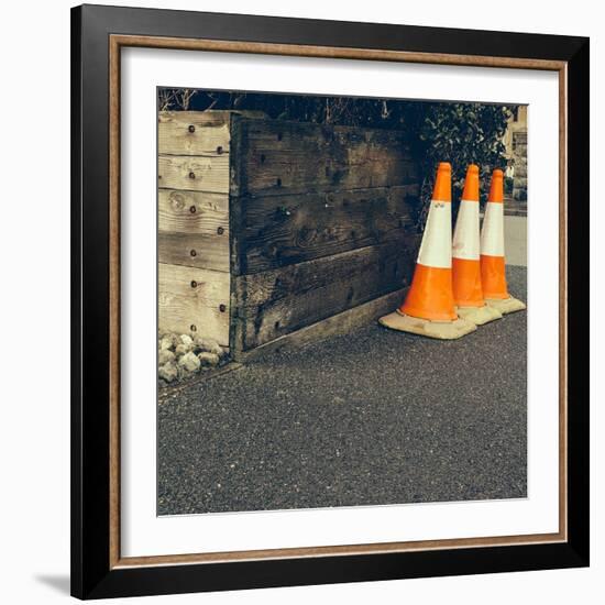 Three Road Cones-Clive Nolan-Framed Photographic Print