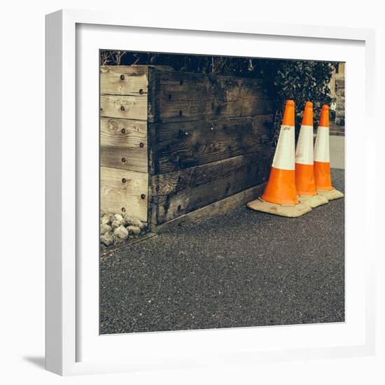 Three Road Cones-Clive Nolan-Framed Photographic Print