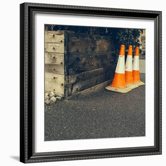 Three Road Cones-Clive Nolan-Framed Photographic Print