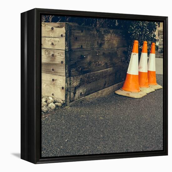 Three Road Cones-Clive Nolan-Framed Premier Image Canvas