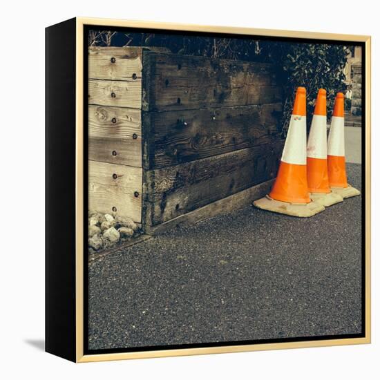 Three Road Cones-Clive Nolan-Framed Premier Image Canvas