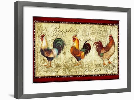 Three Roosters-Viv Eisner-Framed Art Print