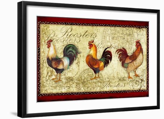 Three Roosters-Viv Eisner-Framed Art Print