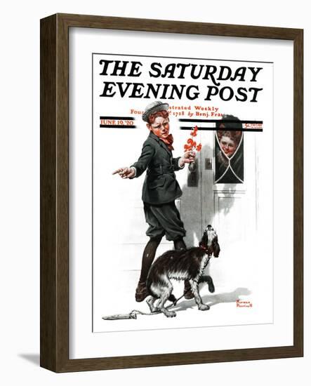 "Three's Company" Saturday Evening Post Cover, June 19,1920-Norman Rockwell-Framed Giclee Print