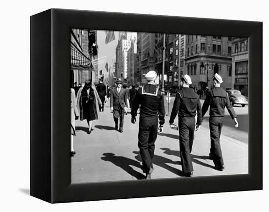 Three Sailors Walking on Fifth Avenue in Midtown-Alfred Eisenstaedt-Framed Premier Image Canvas