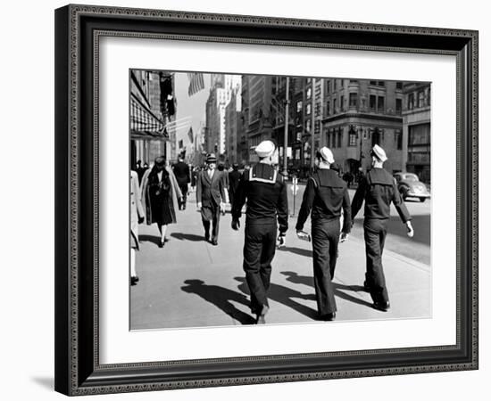 Three Sailors Walking on Fifth Avenue in Midtown-Alfred Eisenstaedt-Framed Photographic Print
