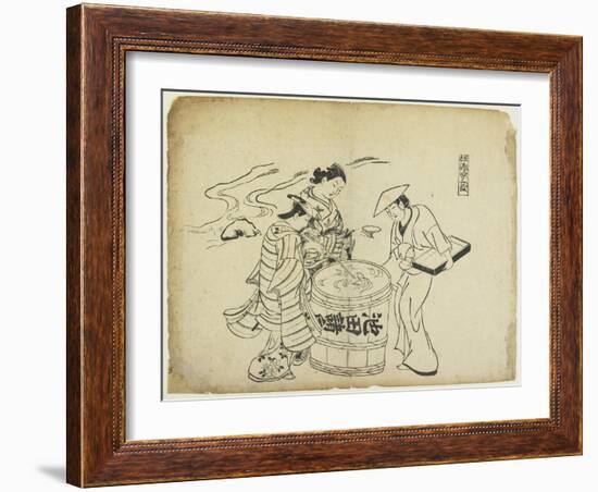 Three Sake Tasters. 1710-Okumura Masanobu-Framed Giclee Print