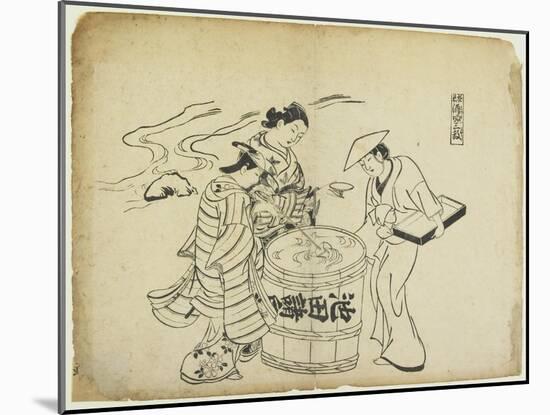 Three Sake Tasters. 1710-Okumura Masanobu-Mounted Giclee Print