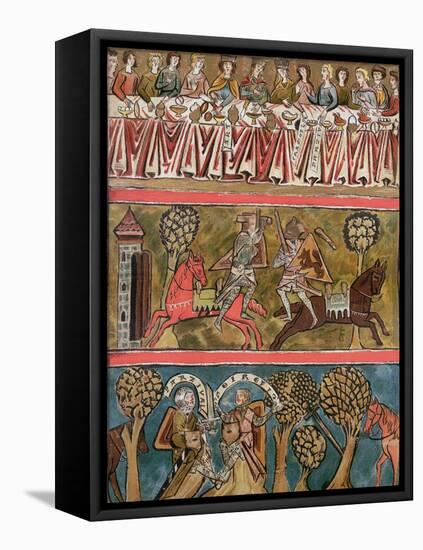 Three Scenes from "Parsifal" by Wolfram Von Eschenbach Facsimile from a 13th Century Manuscript-null-Framed Premier Image Canvas