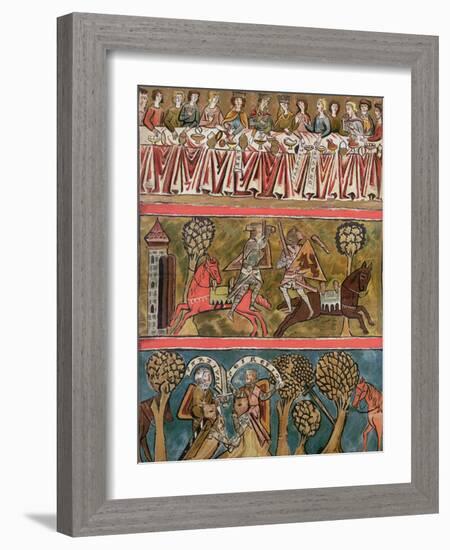 Three Scenes from "Parsifal" by Wolfram Von Eschenbach Facsimile from a 13th Century Manuscript-null-Framed Giclee Print