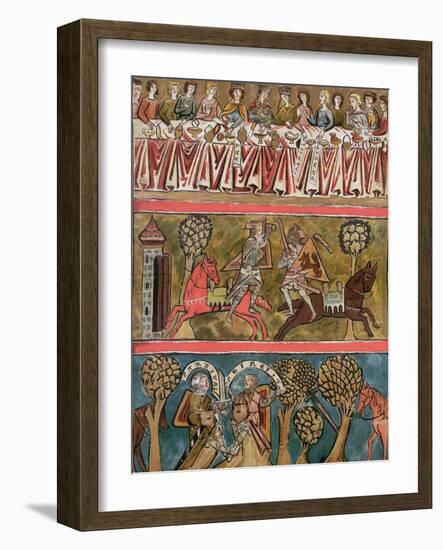 Three Scenes from "Parsifal" by Wolfram Von Eschenbach Facsimile from a 13th Century Manuscript-null-Framed Giclee Print