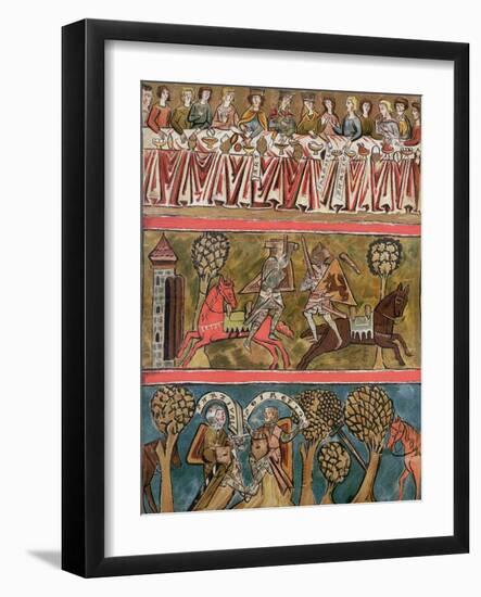 Three Scenes from "Parsifal" by Wolfram Von Eschenbach Facsimile from a 13th Century Manuscript-null-Framed Giclee Print