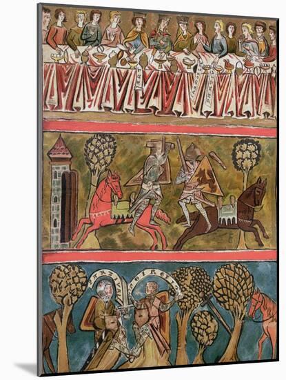 Three Scenes from "Parsifal" by Wolfram Von Eschenbach Facsimile from a 13th Century Manuscript-null-Mounted Giclee Print