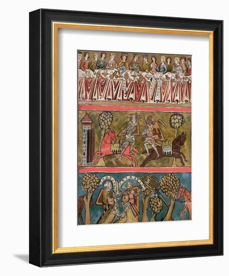 Three Scenes from "Parsifal" by Wolfram Von Eschenbach Facsimile from a 13th Century Manuscript-null-Framed Giclee Print