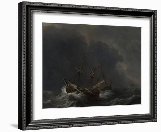 Three Ships in a Gale, 1673-Willem Van De Velde The Younger-Framed Giclee Print