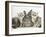 Three Silver Exotic Kittens with Silver Lop Rabbit-Jane Burton-Framed Photographic Print