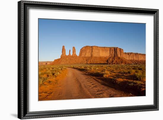 Three Sisters Mitchell Mesa, Monument Valley Navajo Tribal Park, Monument Valley, Utah, U.S.A.-Michael DeFreitas-Framed Photographic Print