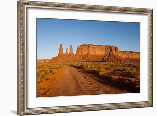 Three Sisters Mitchell Mesa, Monument Valley Navajo Tribal Park, Monument Valley, Utah, U.S.A.-Michael DeFreitas-Framed Photographic Print