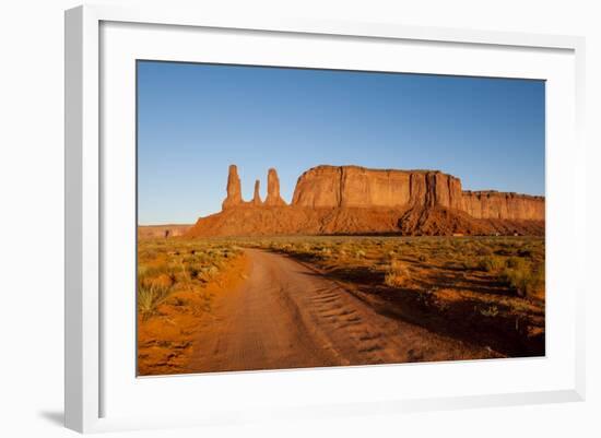 Three Sisters Mitchell Mesa, Monument Valley Navajo Tribal Park, Monument Valley, Utah, U.S.A.-Michael DeFreitas-Framed Photographic Print