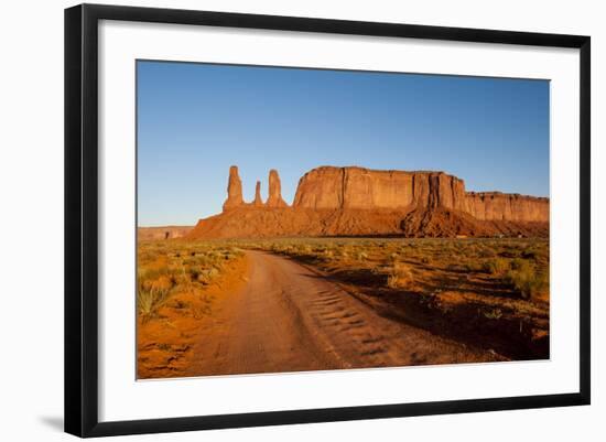 Three Sisters Mitchell Mesa, Monument Valley Navajo Tribal Park, Monument Valley, Utah, U.S.A.-Michael DeFreitas-Framed Photographic Print