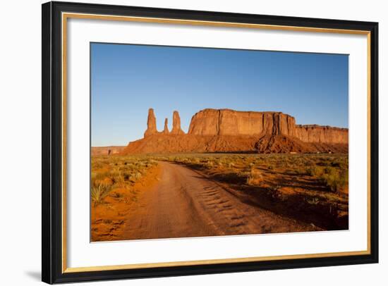 Three Sisters Mitchell Mesa, Monument Valley Navajo Tribal Park, Monument Valley, Utah, U.S.A.-Michael DeFreitas-Framed Photographic Print