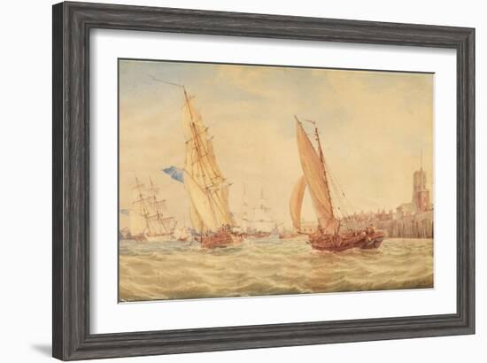 Three Sloops of War and a Fishing Smack Going into Habour, Portsmouth, C.1800-30-J. M. W. Turner-Framed Giclee Print