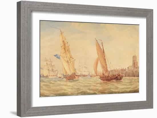 Three Sloops of War and a Fishing Smack Going into Habour, Portsmouth, C.1800-30-J. M. W. Turner-Framed Giclee Print