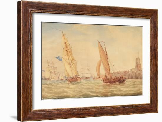 Three Sloops of War and a Fishing Smack Going into Habour, Portsmouth, C.1800-30-J. M. W. Turner-Framed Giclee Print