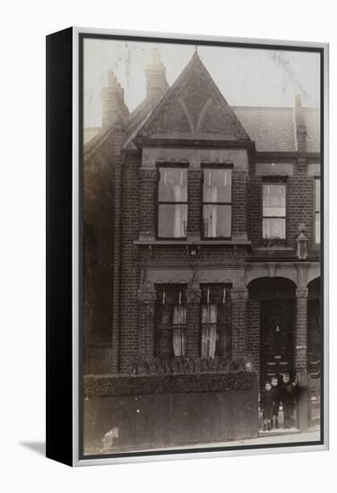 Three Small Boys Outside the Front Door of a House-null-Framed Premier Image Canvas