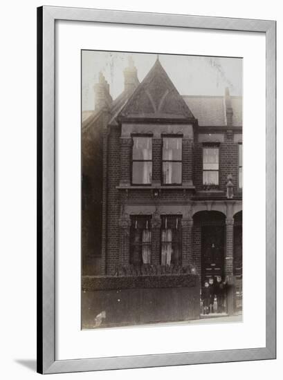 Three Small Boys Outside the Front Door of a House-null-Framed Photographic Print