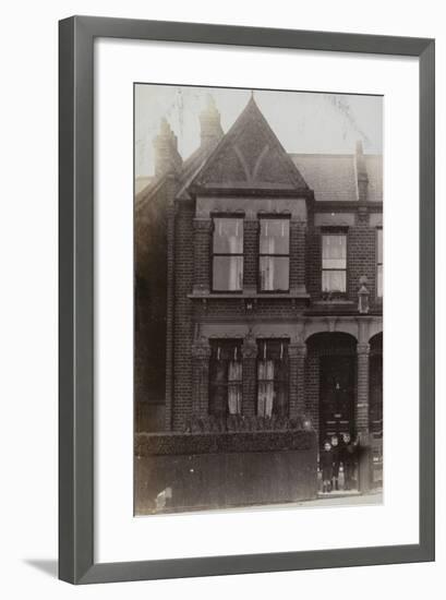 Three Small Boys Outside the Front Door of a House-null-Framed Photographic Print