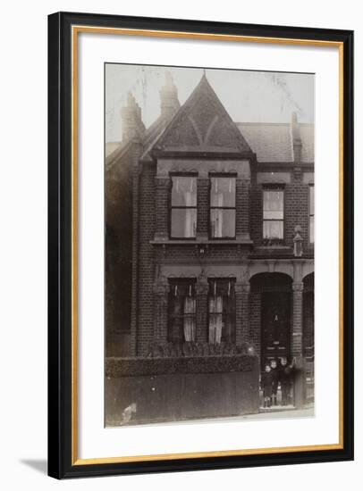 Three Small Boys Outside the Front Door of a House-null-Framed Photographic Print