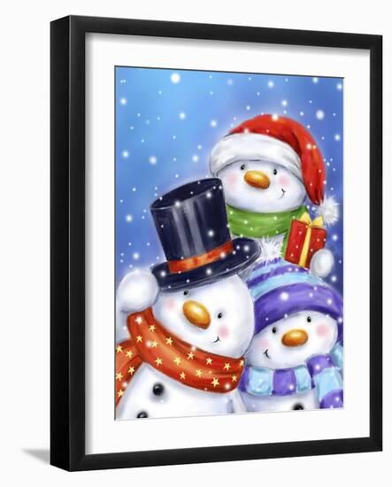 Three Snowmen 1-MAKIKO-Framed Giclee Print