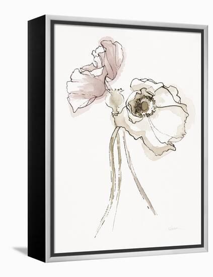 Three Somniferums Poppies Neutral II-Shirley Novak-Framed Stretched Canvas