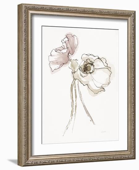 Three Somniferums Poppies Neutral II-Shirley Novak-Framed Art Print